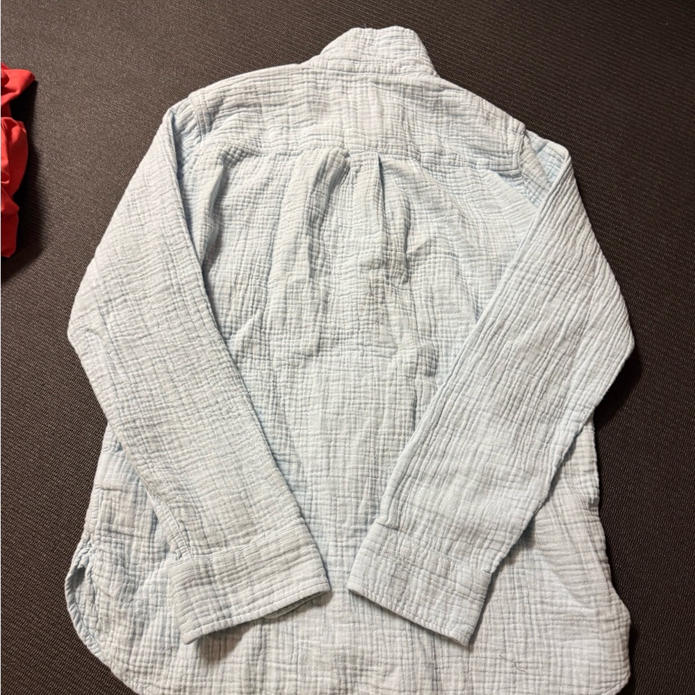 J. Crew Light Blue Cotton Gauze Button-Down Shirt - Picture 3 of 3